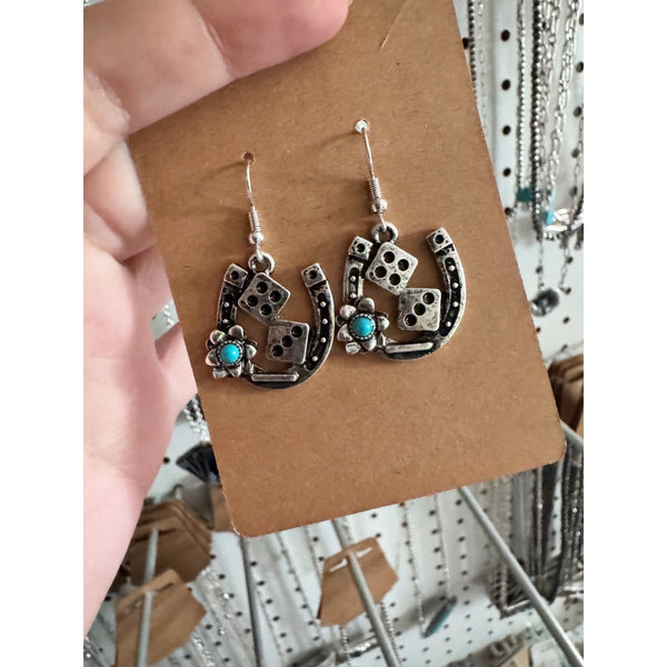 Lucky Dice Horseshoe Earrings