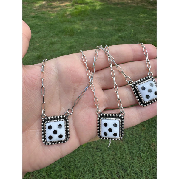 White Dice Necklace