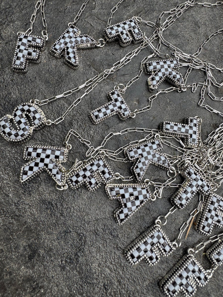 Checker Initial Necklace - Multiple Options