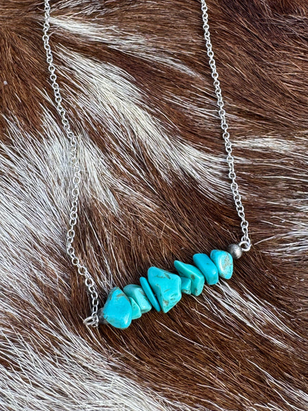 Simple Turquoise Chunk Necklace