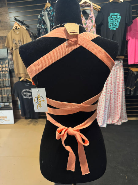 Criss Cross Open Back Crop Tank - Multiple Colors