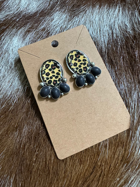 Leopard Earrings - Black