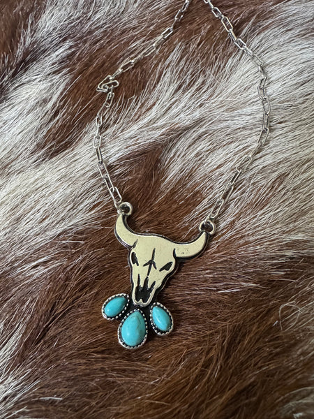 Desert Spirit Bull Skull Necklace