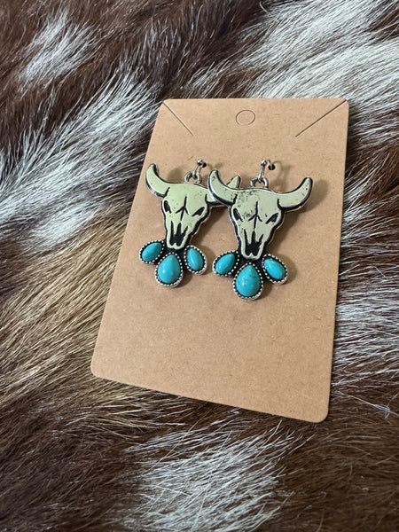 Desert Spirit Bull Skull Earrings