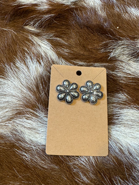The "Wildflower" Silver Concho Stud Earrings