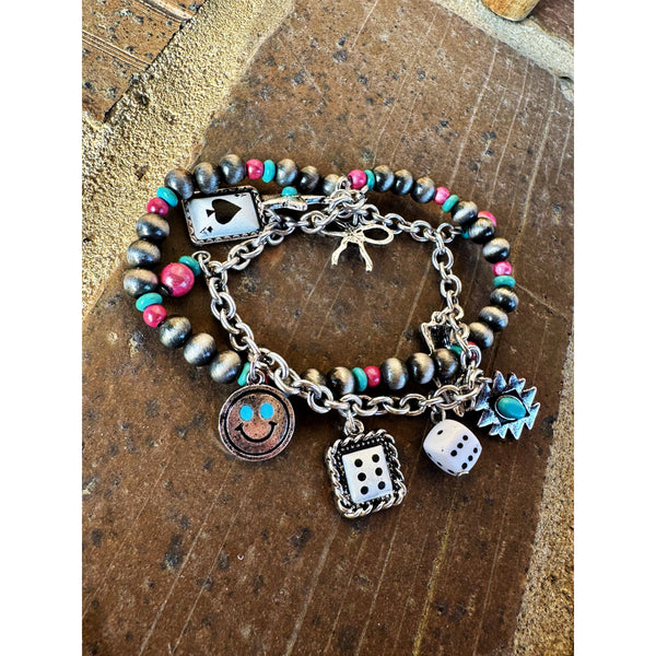 Pink Western Wrap Charm Bracelet