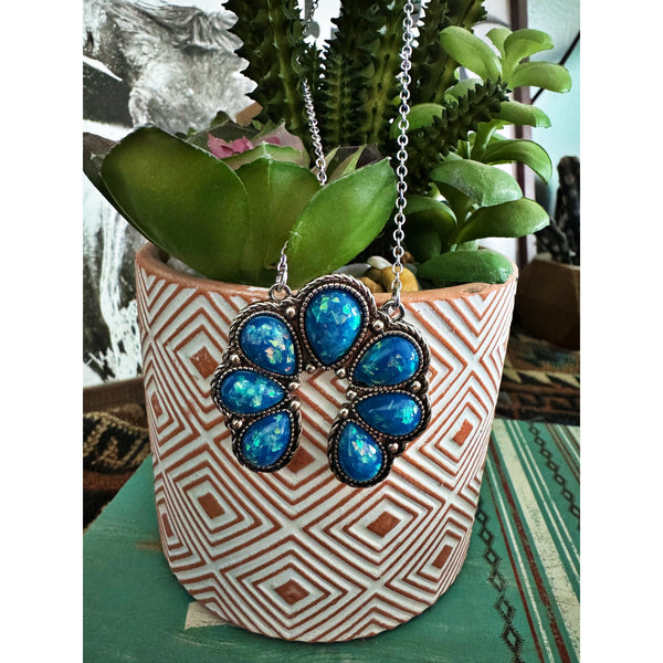 Blue Opal Squash Style Necklace