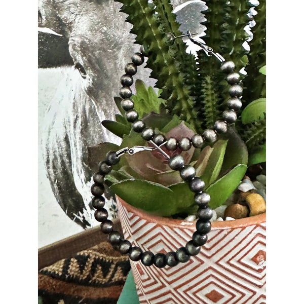 Faux Bead Hoop Earrings