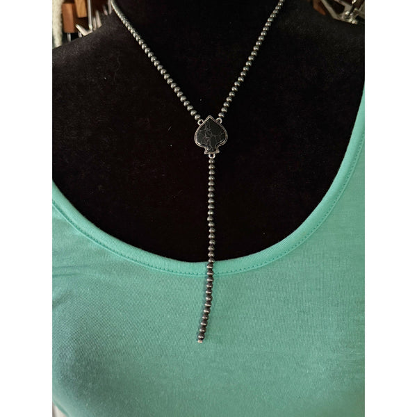 Spade Y Necklace - Black