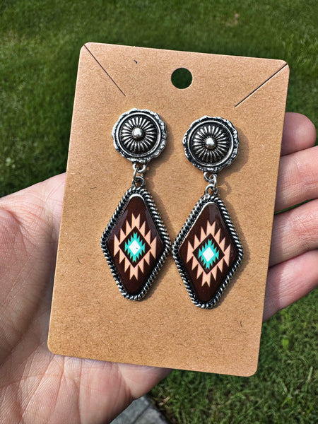 Tribal Diamond Drop Earrings