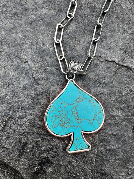 Large Turquoise Spade Necklace Set