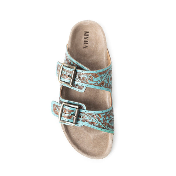 Falling Feather Sandals In Blue and Brown