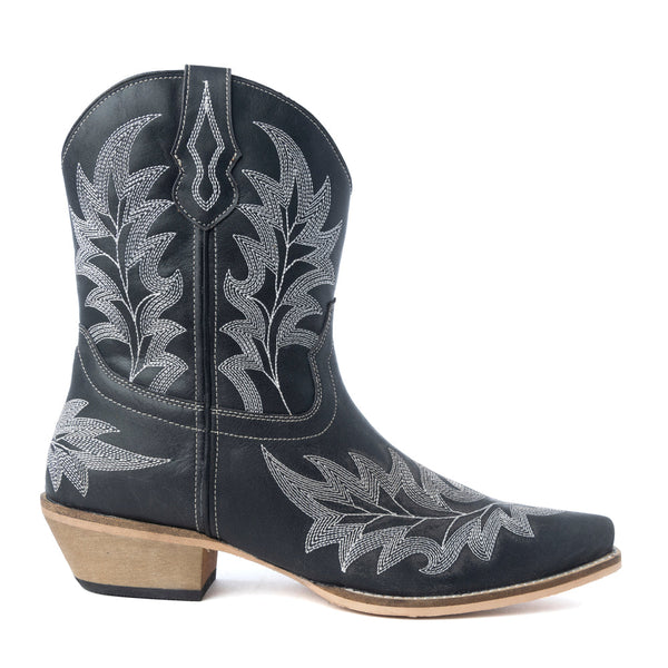Desert Pearl Ankle Boots in Coal Black
