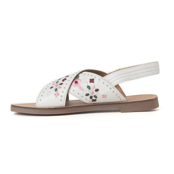 Lilytrail Embroidered Leather Sandals in Frost White