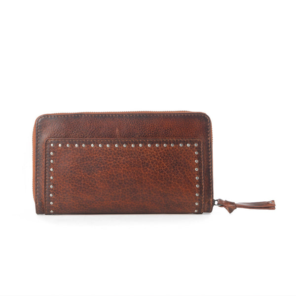 Myra Zidana Astra Studded Veg Tanned Leather Wallet in Ember Red