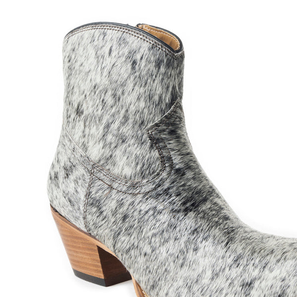 Myra Virginia Trail Hairon Leather Cowgirl Boots for Women Pointed Toe, Low Block Heel, Ranch-Inspired Ankle Fit