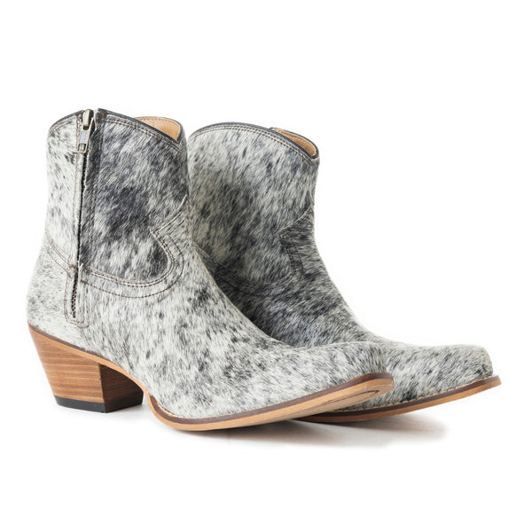 Myra Virginia Trail Hairon Leather Cowgirl Boots for Women Pointed Toe, Low Block Heel, Ranch-Inspired Ankle Fit