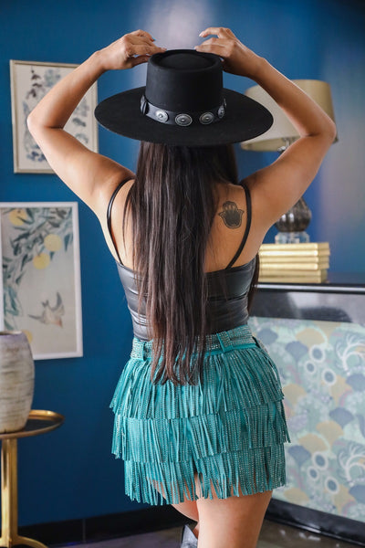 Rhinestone Fringe Skort - Jade