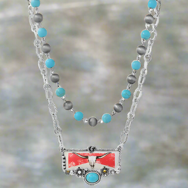 Western Bull Layered Necklace