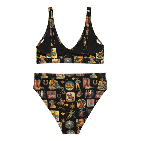 Yeehaw Vintage Cowboy Collage Bikini