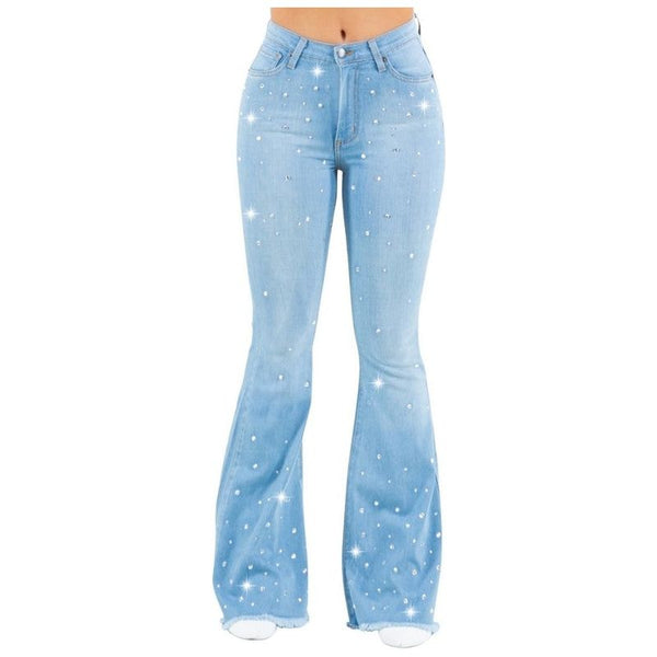 Vegas Glam Bell Bottom Light Wash- Inseam 32