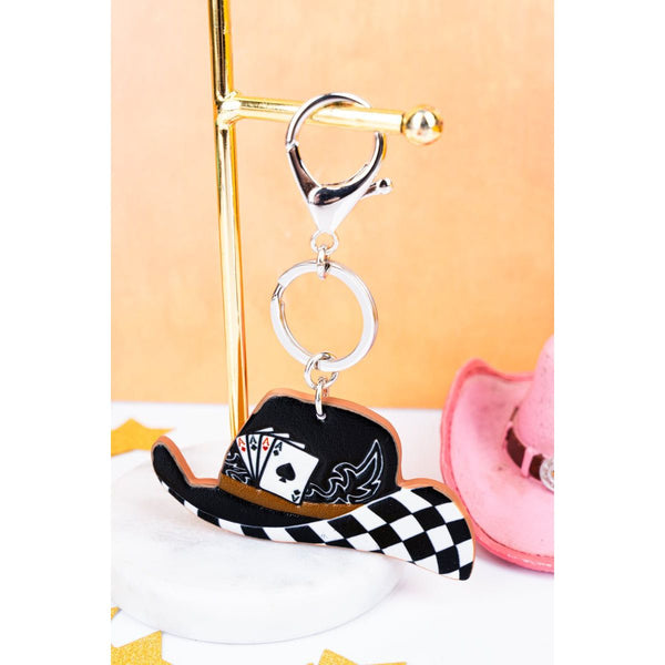 Punchy Checker Cowboy Hat Keychain
