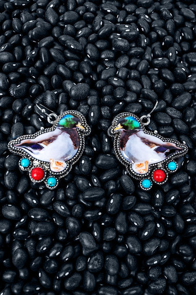 DEEP WOODS DUCK SILVERTONE EARRINGS