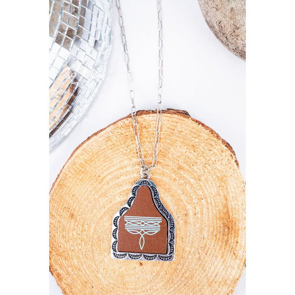 Boot Stitch Cattle Tag Necklace