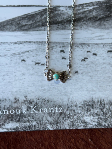 AUTHENTIC ~ Turquoise Butterfly Concho Chain Necklace