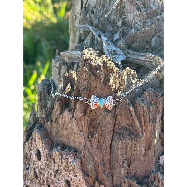 AUTHENTIC ~ Turquoise Butterfly Concho Chain Necklace