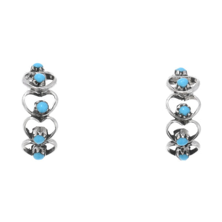 Oval Checker Stud Earrings - Turq.