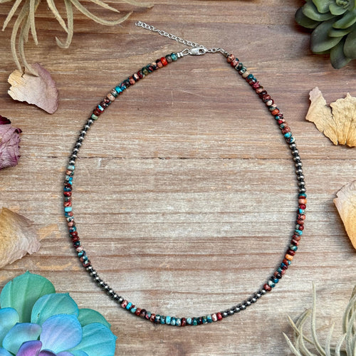 17” Blue & Pink Sea Sediment Necklace – Sterling Silver