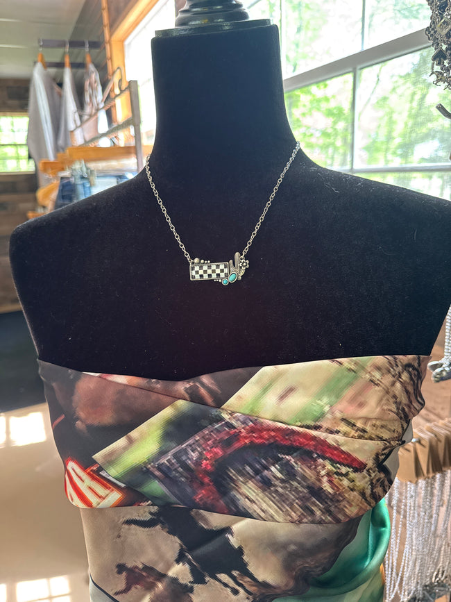 Checker Cactus Bar Necklace