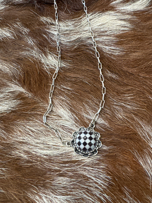 Checker Circle Necklace