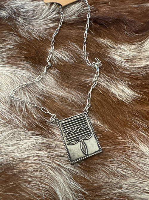 Rectangle Boot Stitch Necklace
