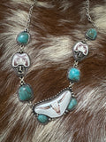 Steer Head Stone Necklace