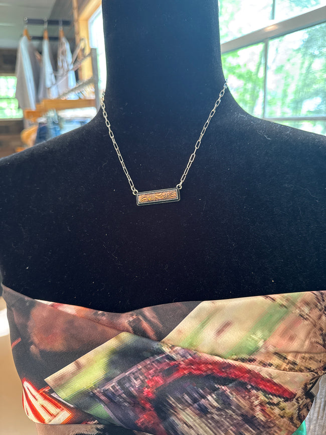 Arena Nights Tooled Bar Necklace - 2 Tone