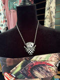 Play Your Cards Right Checker Spade Necklace