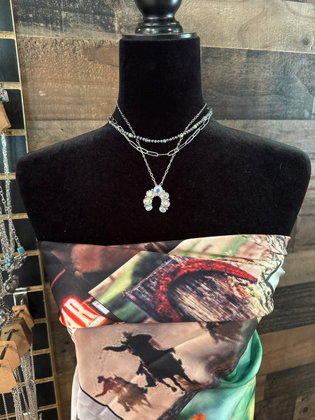 Rhinestone Layered Squash Necklace