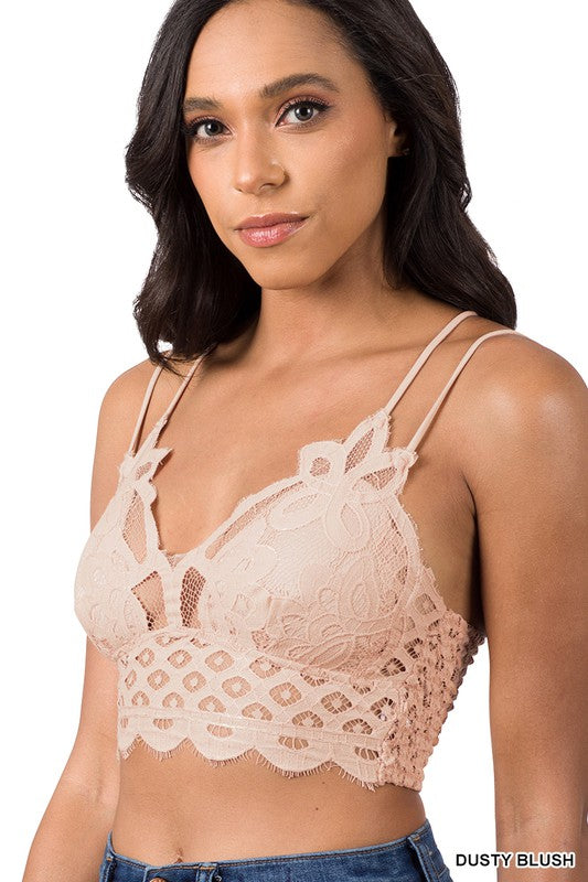 CROCHET LACE BRALETTE WITH BRA PADS~ Two Colors