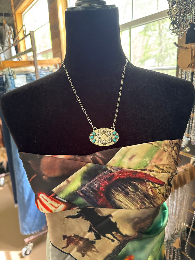 Oval Spade Pendant Necklace