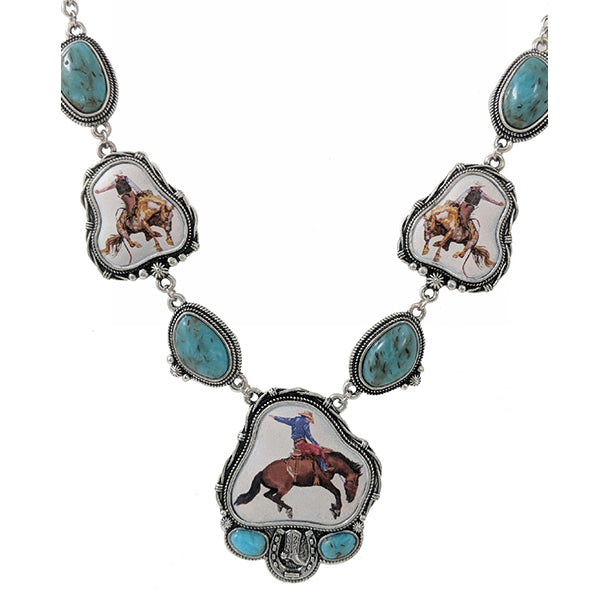 Rodeo Cowboy Stone Necklace