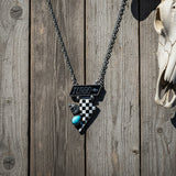 Western Turbo Checkered Bolt Necklace
