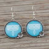 Western Boot Stitch Circle Earrings - Turq.