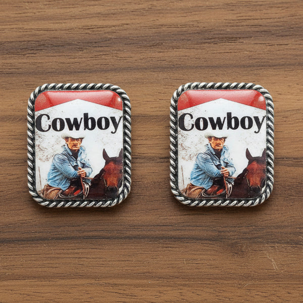 Cowboy Portrait Stud Earrings