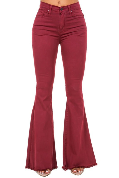 Bell Bottom Jean in Wine- Inseam 32