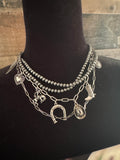 Western Charm Pearl Bead Layered Necklace