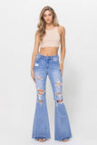 Last Night Distressed High-Rise Flare Jeans