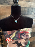 Gemstone Thunderbolt Pendant Short Necklace