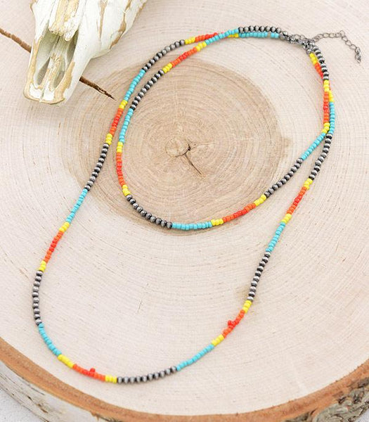 Sunset Seed Bead Layered Necklace